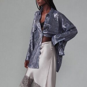 ▪️Anthropologie PILCRO SEQUIN BUTTONDOWN SHIRT